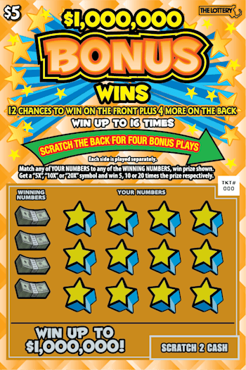 $1,000,000 BONUS WINS scratch-off ticket