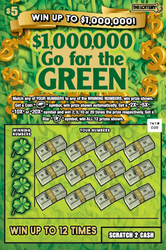 $1,000,000 GO FOR THE GREEN scratch-off ticket