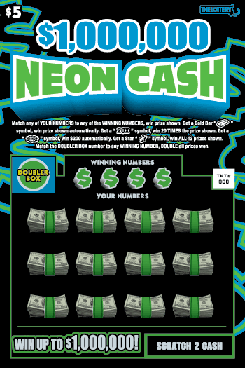 $1,000,000 NEON CASH scratch-off ticket
