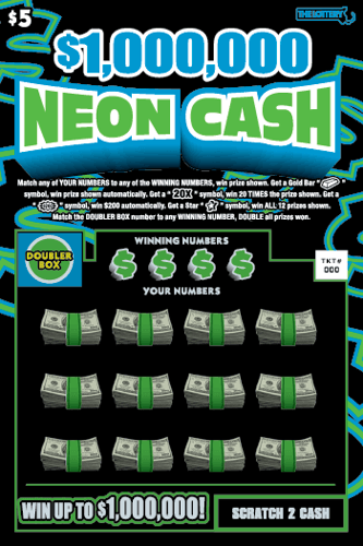 $1,000,000 NEON CASH scratch-off ticket