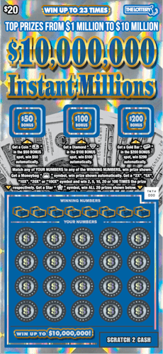$10,000,000 INSTANT MILLIONS scratch-off ticket