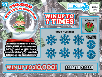 $10,000 WINTER WINNINGS scratch-off ticket