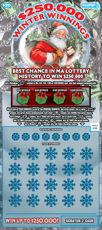 $250,000 WINTER WINNINGS scratch-off ticket