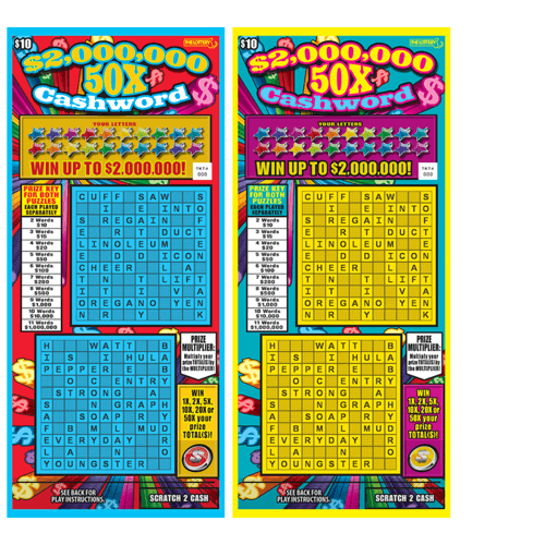 $2,000,000 50X CASHWORD 2025 scratch-off ticket