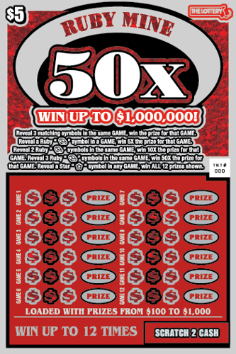 RUBY MINE 50X scratch-off ticket