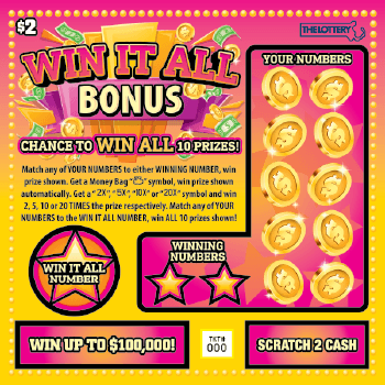 WIN IT ALL BONUS scratch-off ticket