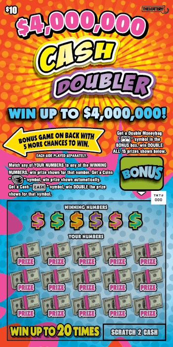 $4,000,000 CASH DOUBLER scratch-off ticket