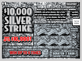 $10,000 SILVER STRIKE scratch-off ticket