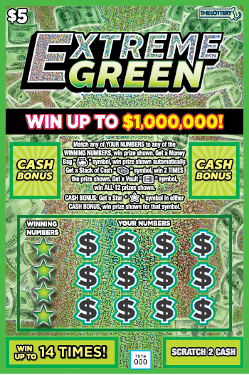 EXTREME GREEN scratch-off ticket