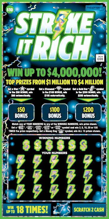 STRIKE IT RICH scratch-off ticket