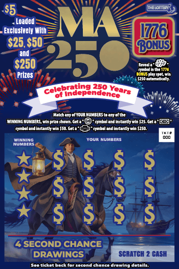 MA 250 scratch-off ticket