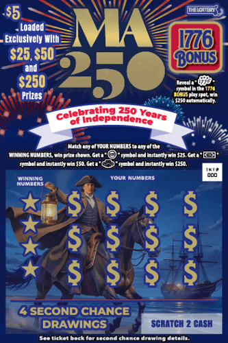 MA 250 scratch-off ticket
