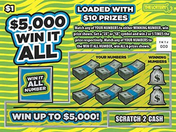 $5,000 WIN IT ALL scratch-off ticket