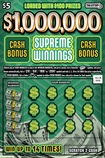 $1,000,000 SUPREME WINNINGS scratch-off ticket