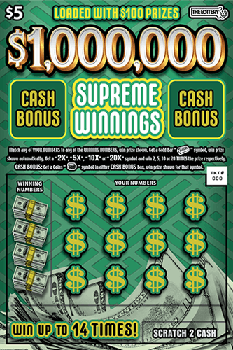 $1,000,000 SUPREME WINNINGS scratch-off ticket