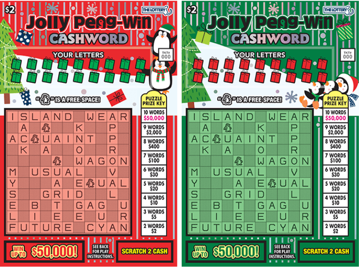 Jolly Peng-Win Cashword scratch-off ticket