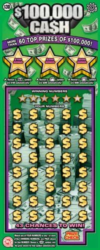 $100,000 Ca$h scratch-off ticket