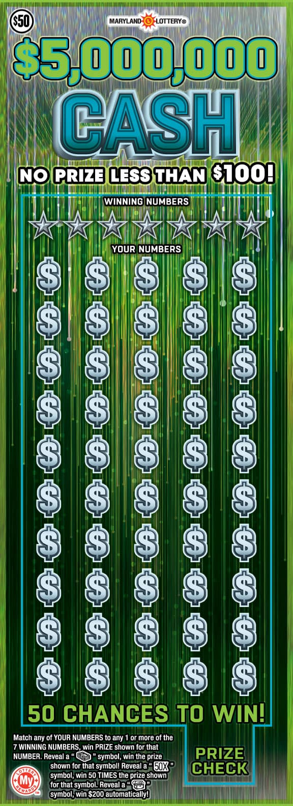 $5,000,000 CASH scratch-off ticket