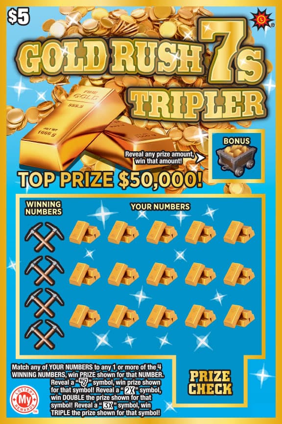 Gold Rush 7s Tripler scratch-off ticket