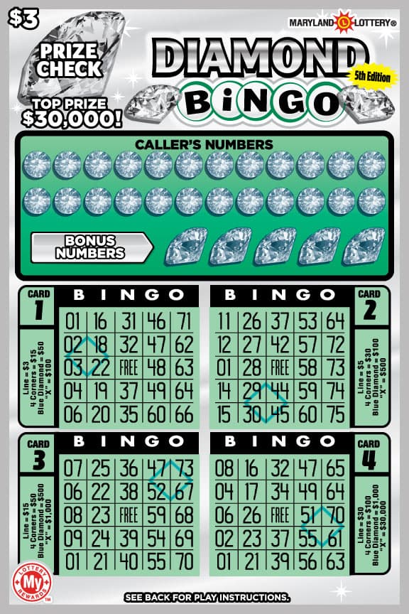 Diamond Bingo scratch-off ticket