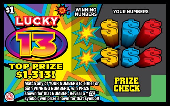 Lucky 13 scratch-off ticket