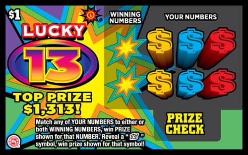 Lucky 13 scratch-off ticket