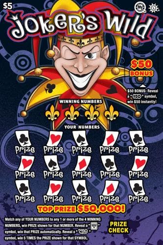Joker's Wild scratch-off ticket