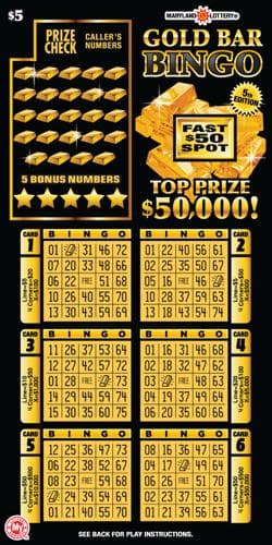 Gold Bar Bingo scratch-off ticket