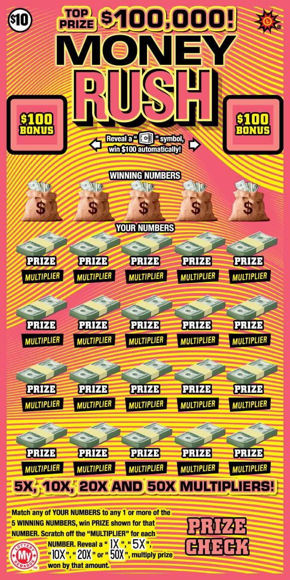 Money Rush scratch-off ticket