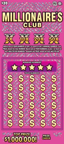 Millionaire's Club scratch-off ticket