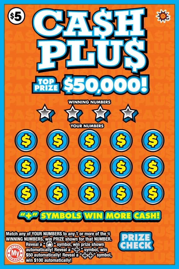 Ca$h Plu$ scratch-off ticket