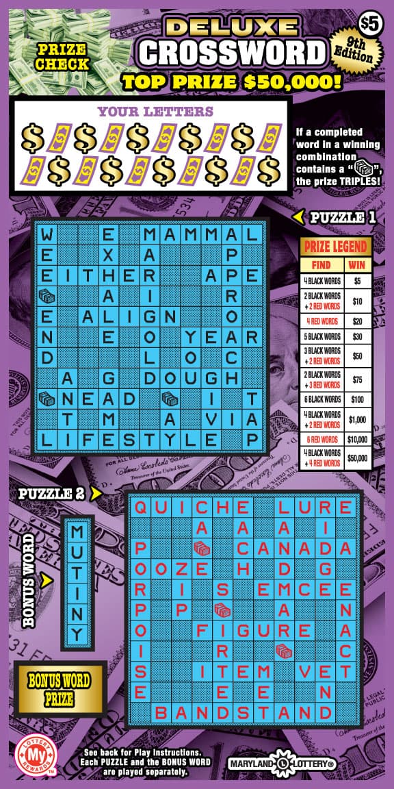 Deluxe Crossword scratch-off ticket