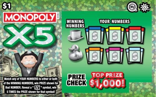 MONOPOLY™ X5 scratch-off ticket