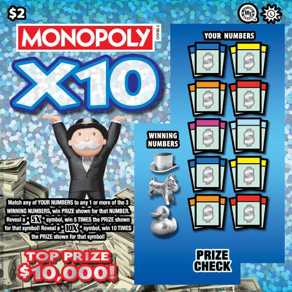 MONOPOLY™ X10 scratch-off ticket
