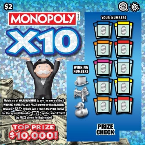 MONOPOLY™ X10 scratch-off ticket