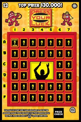 PRESS YOUR LUCK® scratch-off ticket
