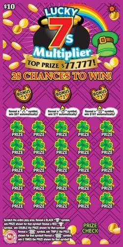 Lucky 7s Multiplier scratch-off ticket