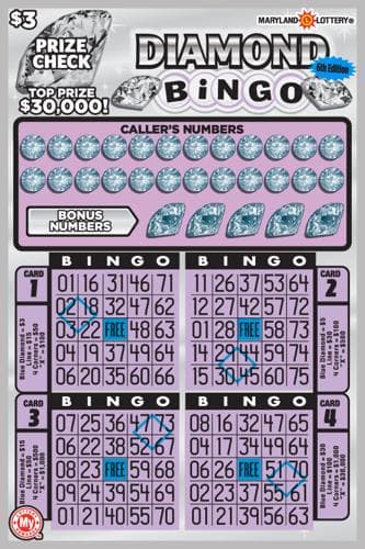 Diamond Bingo scratch-off ticket