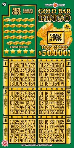 Gold Bar Bingo scratch-off ticket