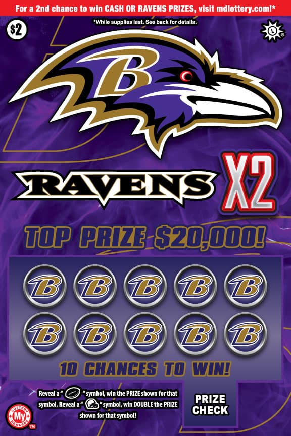 Ravens X2 scratch-off ticket
