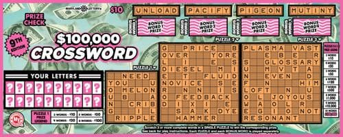 $100,000 Crossword scratch-off ticket