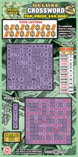 Deluxe Crossword scratch-off ticket
