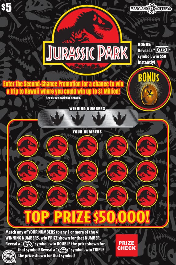 JURASSIC PARK scratch-off ticket