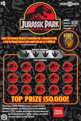 JURASSIC PARK scratch-off ticket