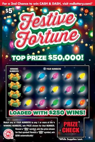 Festive Fortune scratch-off ticket