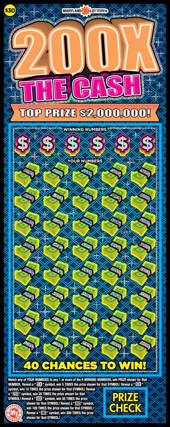 200X the Cash scratch-off ticket