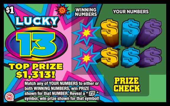Lucky 13 scratch-off ticket