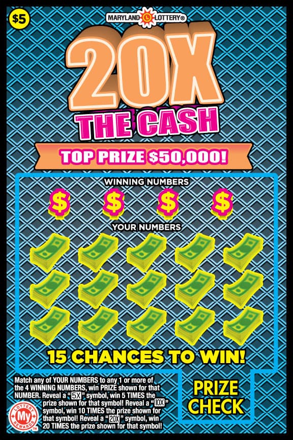 20X the Cash scratch-off ticket