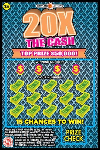 20X the Cash scratch-off ticket