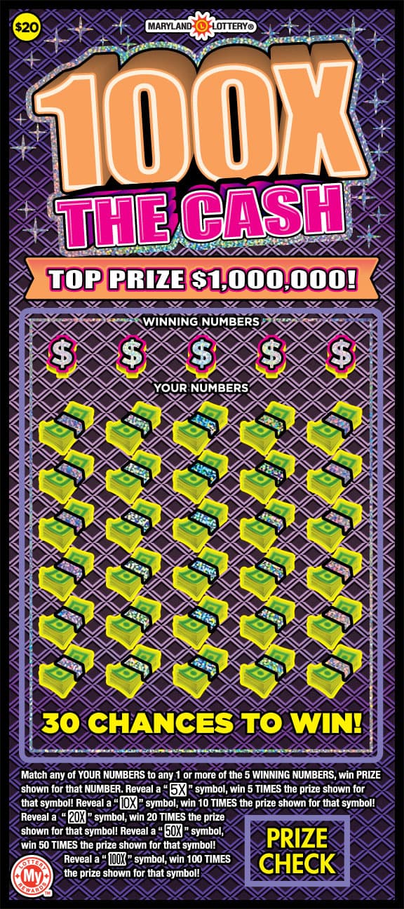 100X the Cash scratch-off ticket